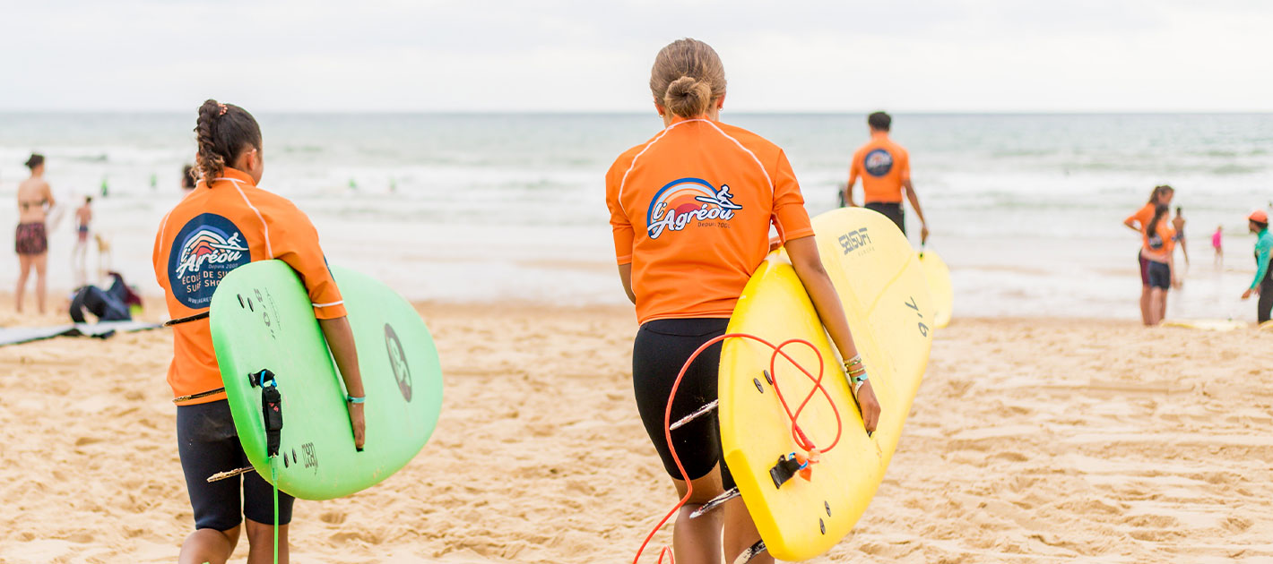 cours de surf au camping Les Oyats