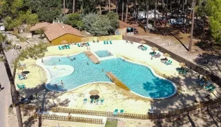 Vue aérienne du camping de Mimizan Lac