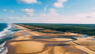 Vue aérienne plages landaises